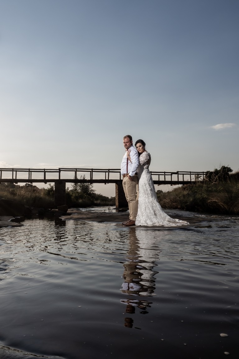 Emotional black and white wedding photograph